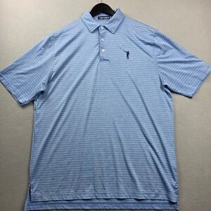 No Laying Up Mens Blue White Striped Performance Golf Polo Shirt Size L